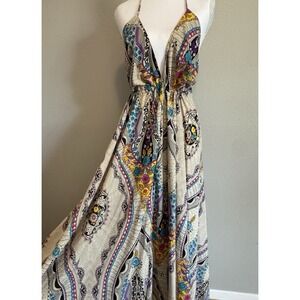 Boho Paisley Maxi Dress Baba Design Italy S/M Adjustable Empire Waist NWOT
